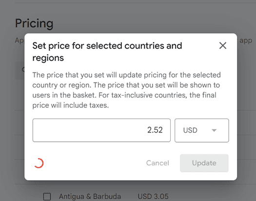 Apply prices directly in Play Console